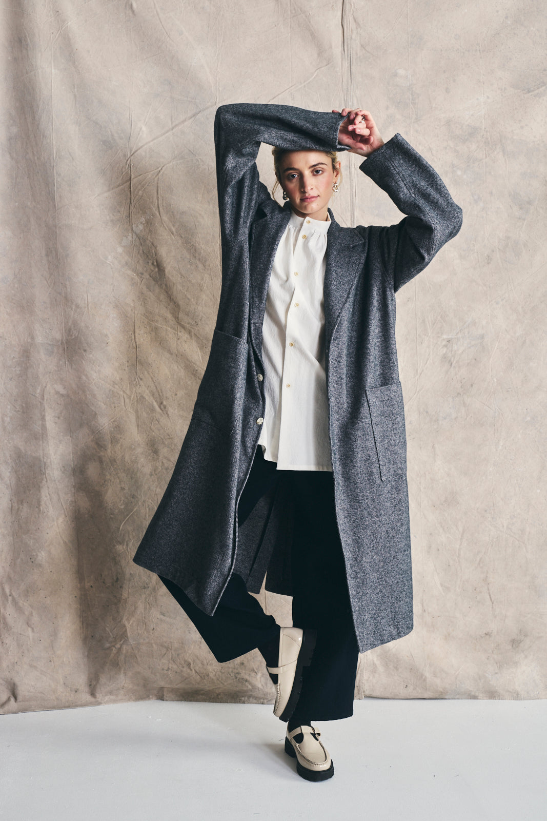 Relaxed Overcoat - Mixed Grey Devlyn van Loon