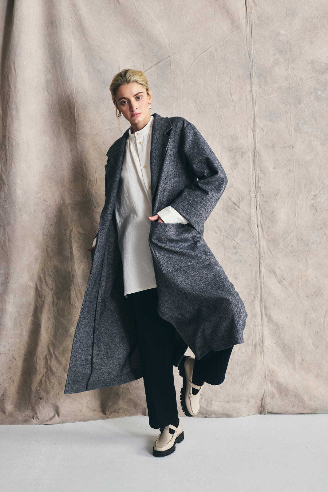 Relaxed Overcoat - Mixed Grey Devlyn van Loon
