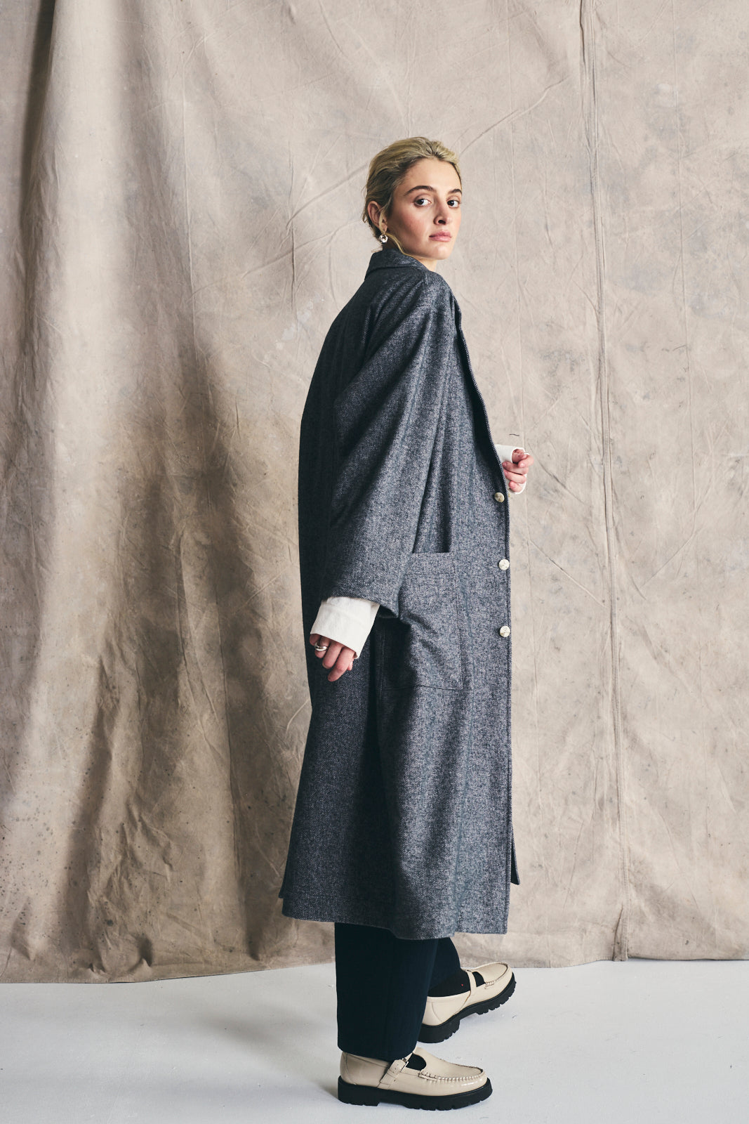 Relaxed Overcoat - Mixed Grey Devlyn van Loon