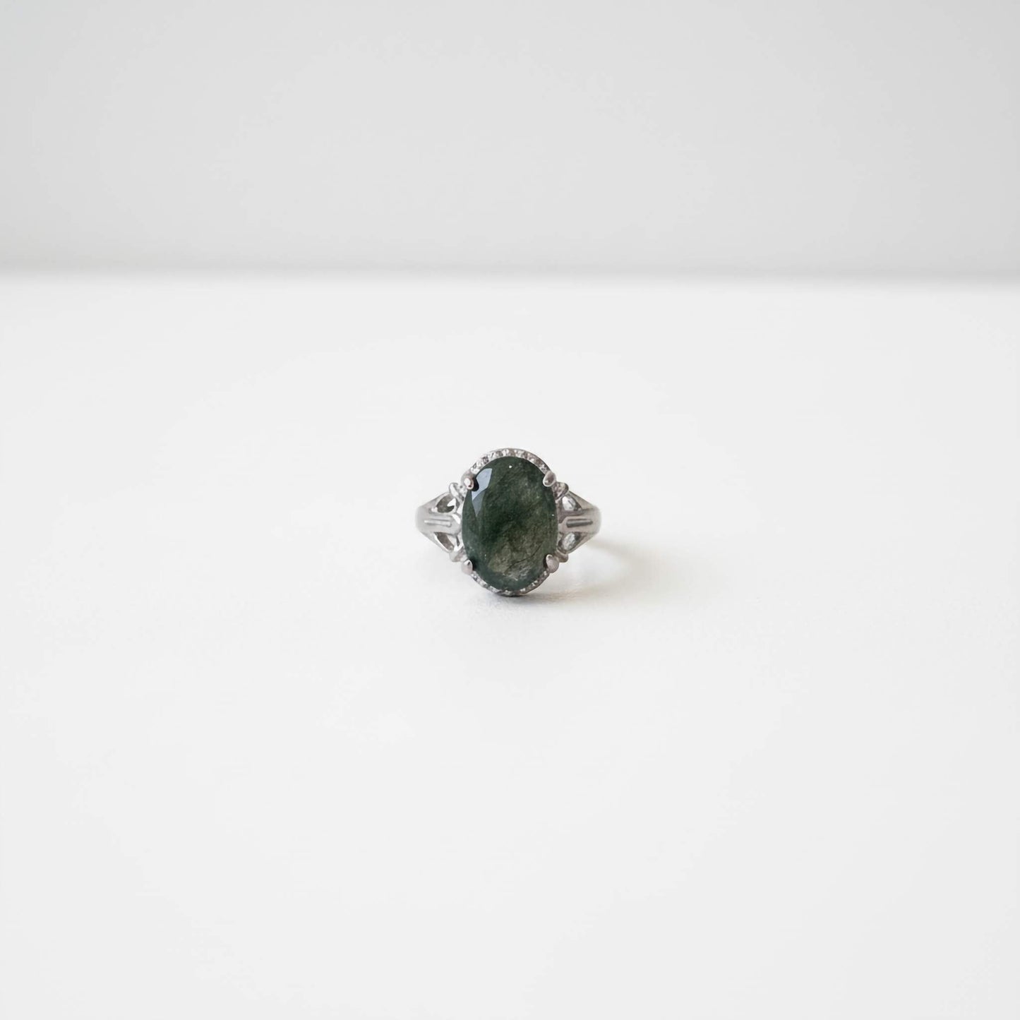Oval Stone Silver Ring  | Elegant Rings