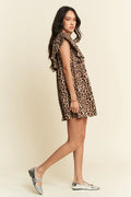Davi & Dani Animal Printed Velvet Ribbon Mini Dress - Velora Luxury Fashion