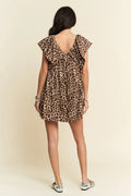 Davi & Dani Animal Printed Velvet Ribbon Mini Dress - Velora Luxury Fashion