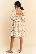 Davi & Dani Cactus Printed Poplin Contrast Piping Mini Dress - Velora Luxury Fashion