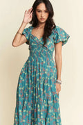 Davi & Dani Lightweight Sweetheart Neck Textured Tiered Maxi Dress - Velora Luxury Fashion