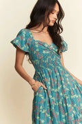 Davi & Dani Lightweight Sweetheart Neck Textured Tiered Maxi Dress - Velora Luxury Fashion