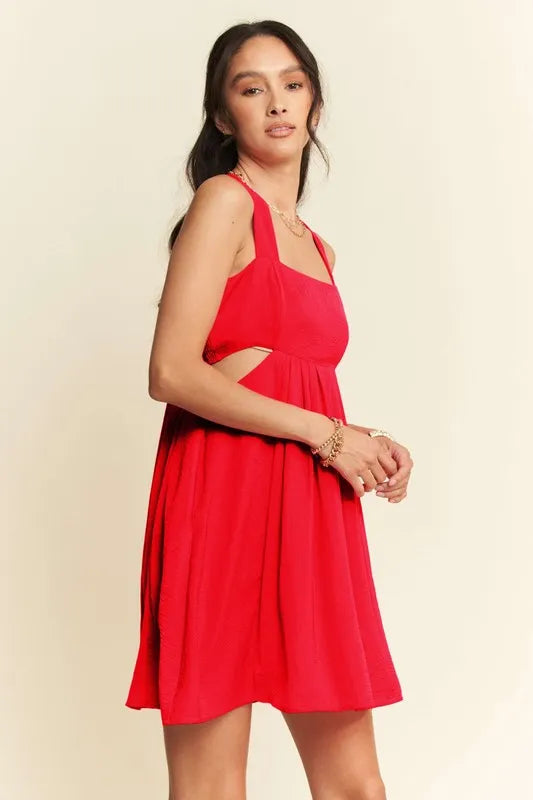 Davi & Dani Washed Satin Cutout Skirt Bandeau Mini Dress - Velora Luxury Fashion