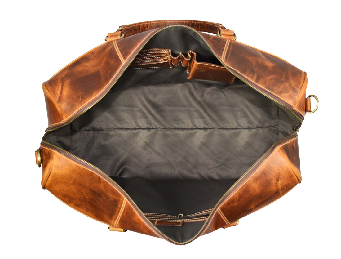 Dawson Leather Travel Bag - Walnut Brown - Velora Luxury Fashion