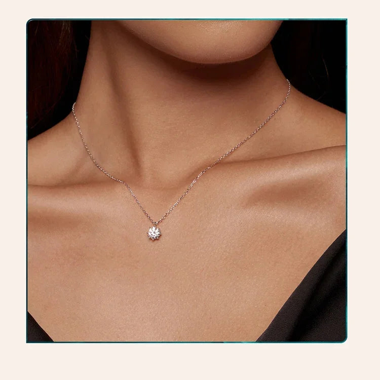Dazzling 0.8ct Moissanite Sterling Silver Pendant Necklace - Velora Luxury Fashion