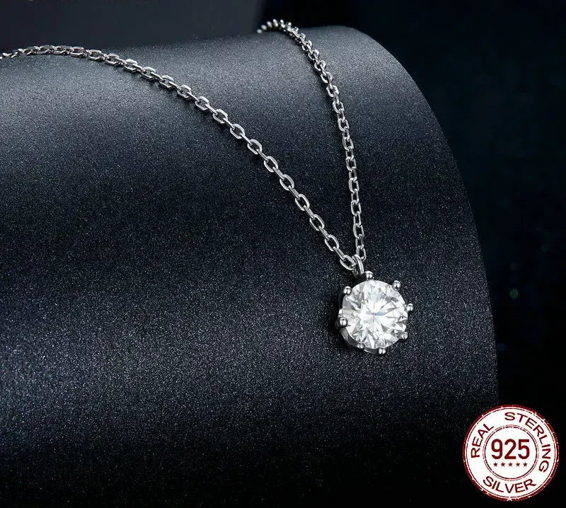 Dazzling 0.8ct Moissanite Sterling Silver Pendant Necklace - Velora Luxury Fashion
