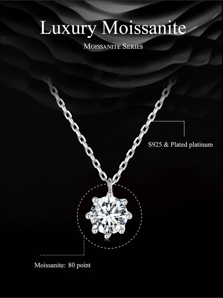 Dazzling 0.8ct Moissanite Sterling Silver Pendant Necklace - Velora Luxury Fashion