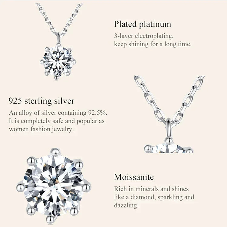 Dazzling 0.8ct Moissanite Sterling Silver Pendant Necklace - Velora Luxury Fashion