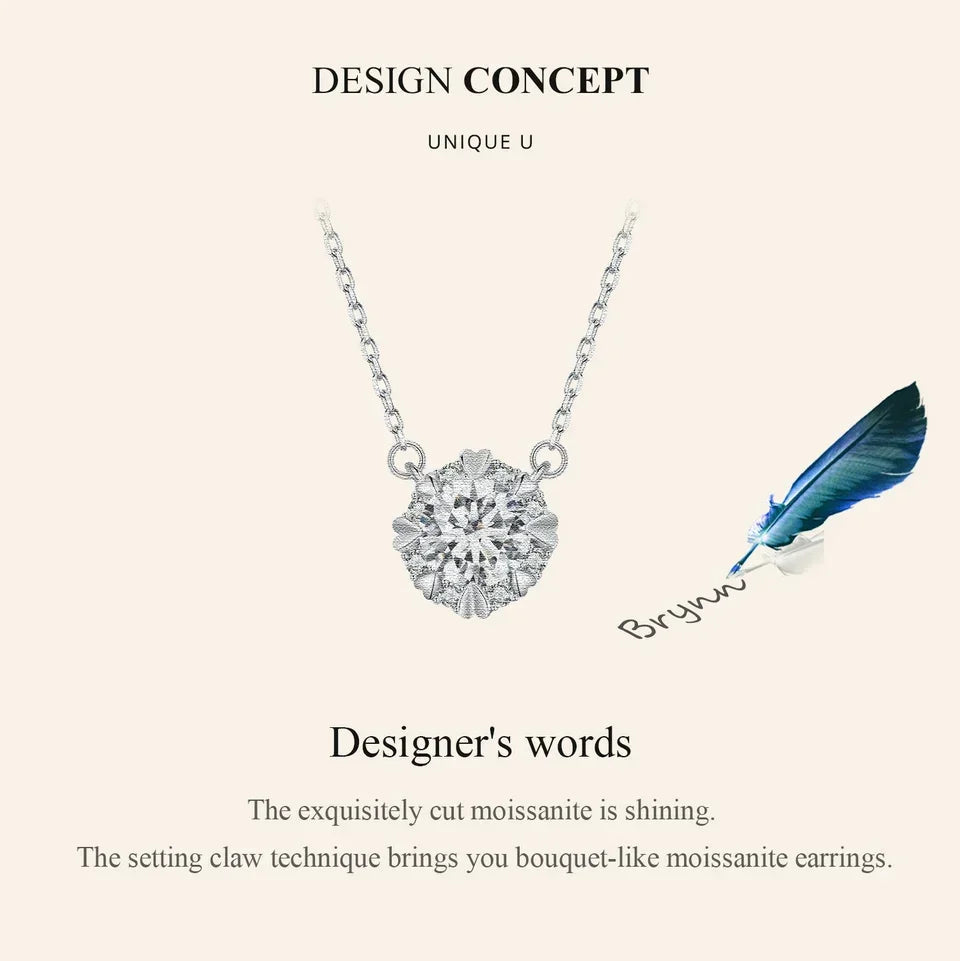 Dazzling Diamond Alternative: 1ct Moissanite Sterling Silver Pendant Necklace - Velora Luxury Fashion