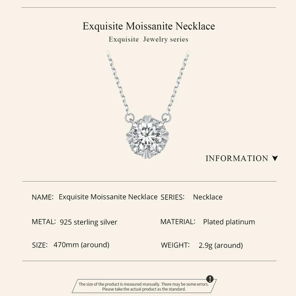 Dazzling Diamond Alternative: 1ct Moissanite Sterling Silver Pendant Necklace - Velora Luxury Fashion