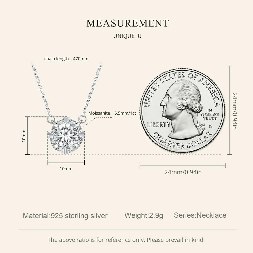 Dazzling Diamond Alternative: 1ct Moissanite Sterling Silver Pendant Necklace - Velora Luxury Fashion