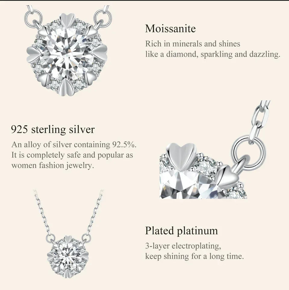 Dazzling Diamond Alternative: 1ct Moissanite Sterling Silver Pendant Necklace - Velora Luxury Fashion