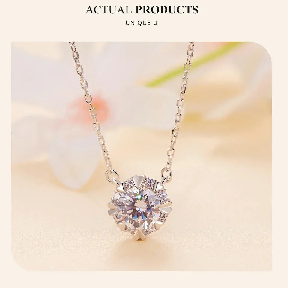 Dazzling Diamond Alternative: 1ct Moissanite Sterling Silver Pendant Necklace - Velora Luxury Fashion