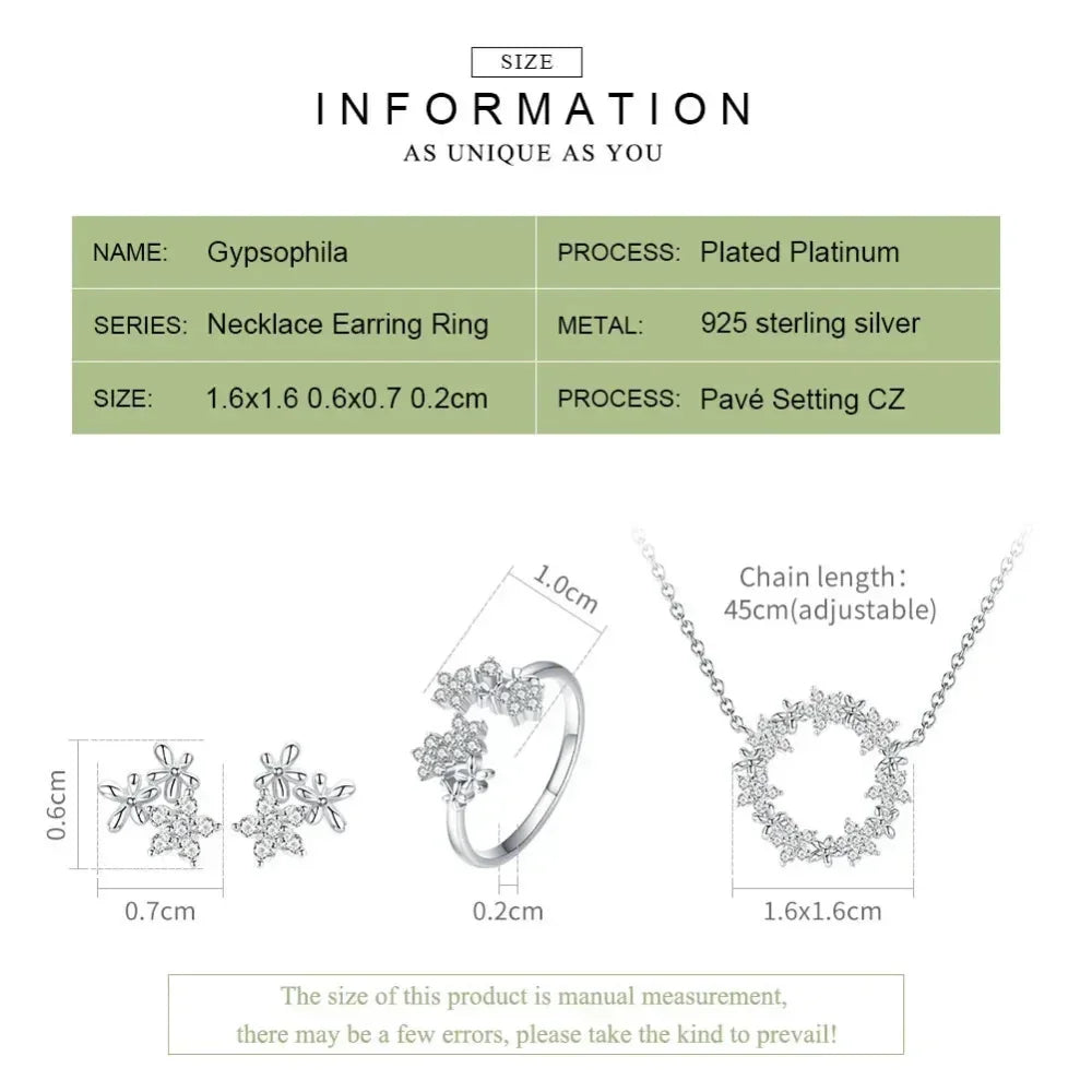 Dazzling Starry Night: 925 Silver Necklace & Ring Set With Cubic Zirconia - Velora Luxury Fashion