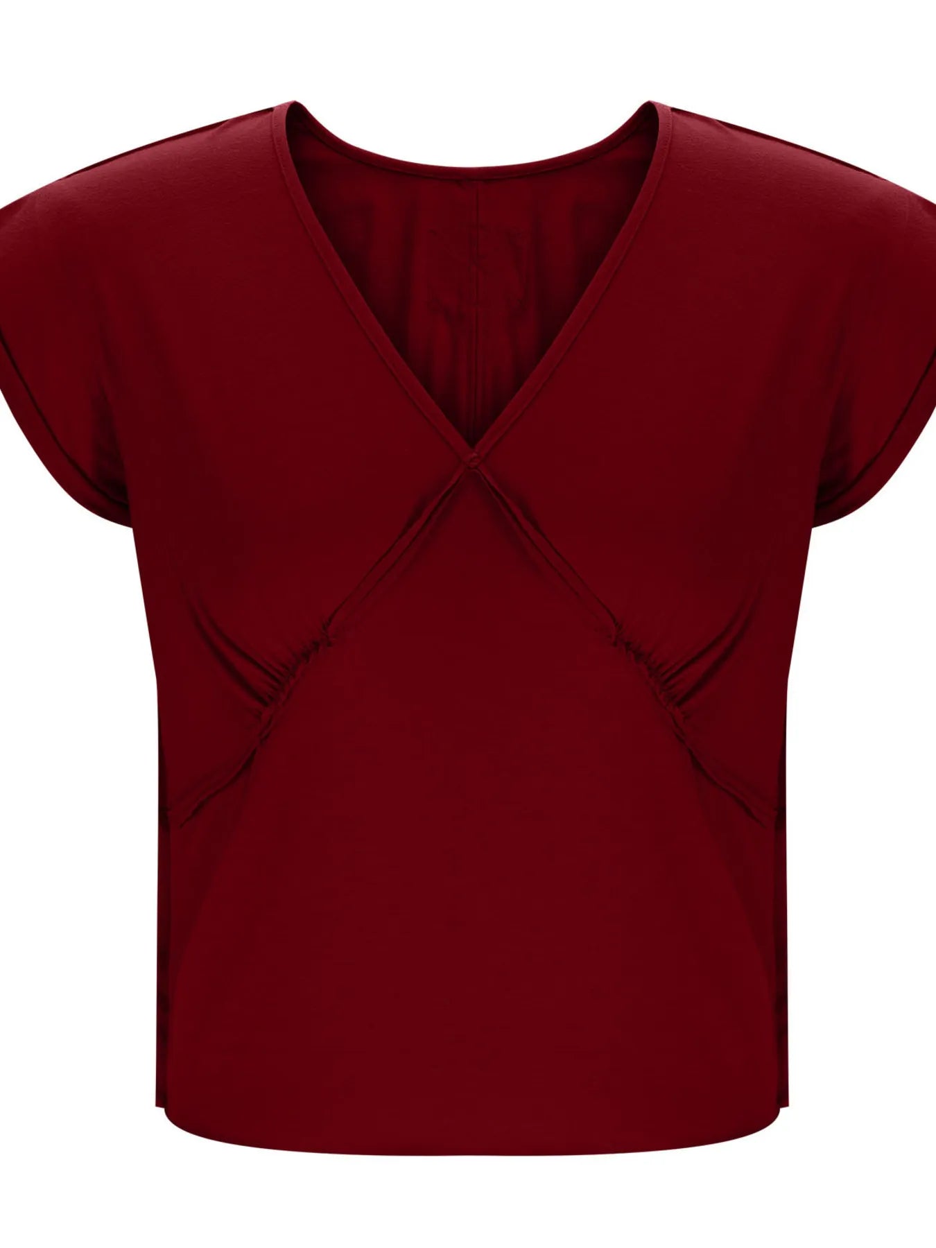 Deep V-Neck Cropped T-Shirt - Velora Luxury Fashion