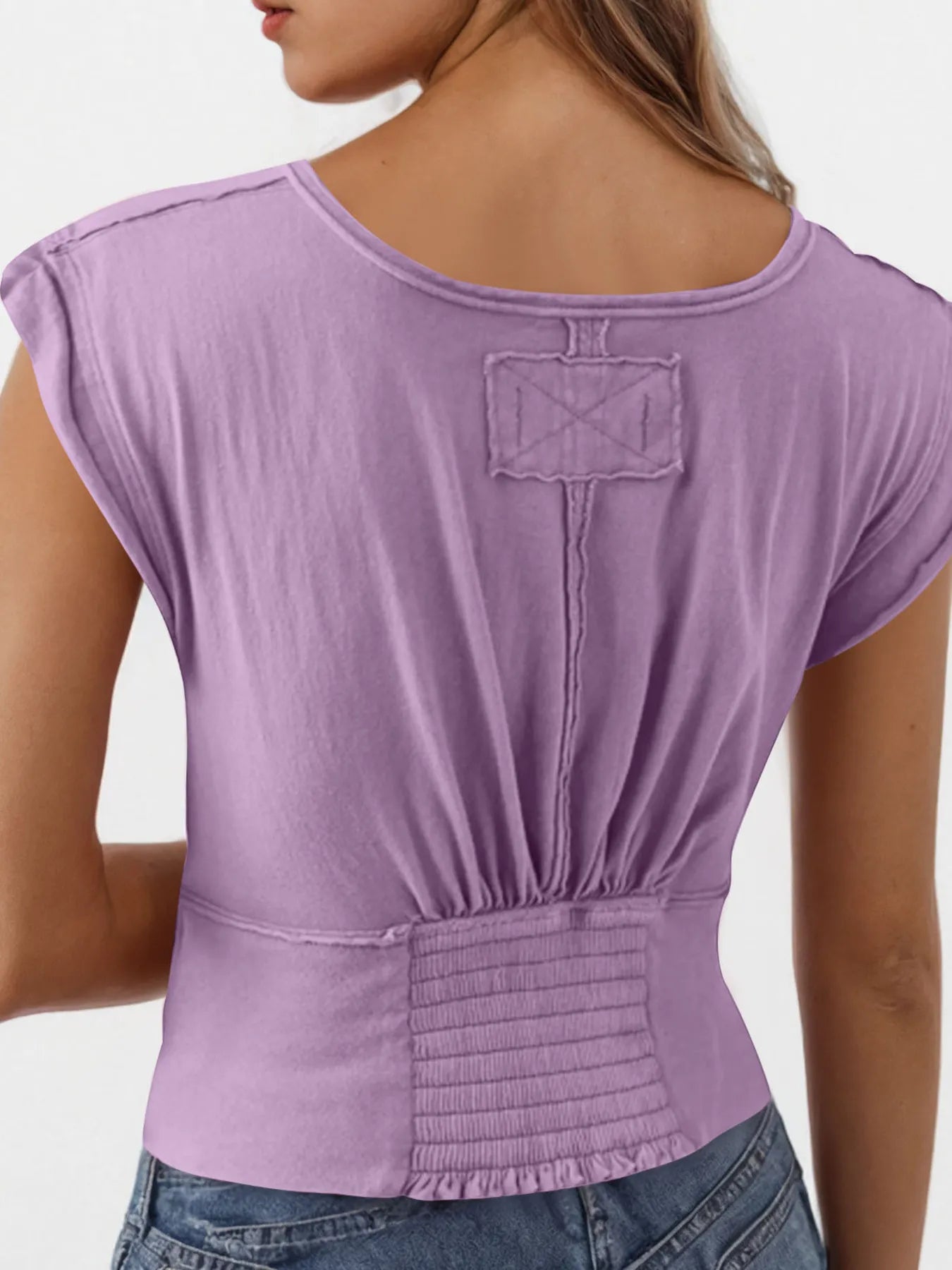 Deep V-Neck Cropped T-Shirt - Velora Luxury Fashion