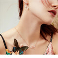 Delicate Beauty: Korean Style 925 Sterling Silver Butterfly and Flower Choker Necklace - Velora Luxury Fashion