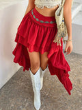 Devine High-Low Ruched Layered Skirt - Velora Luxury Fashion