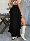 Devine High-Low Ruched Layered Skirt - Velora Luxury Fashion
