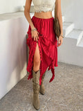 Devine Slit Drawstring Ruffled Skirt - Velora Luxury Fashion