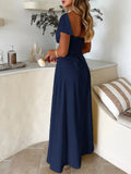 Devine Sweetheart Neck Short Sleeve Maxi Dress - Velora Luxury Fashion