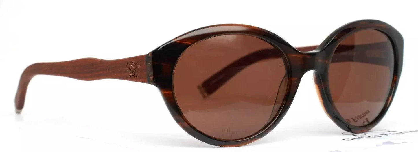 Diagram Amber Wood Womens Round Full Rim Sunglasses - Velora Luxury Fashion