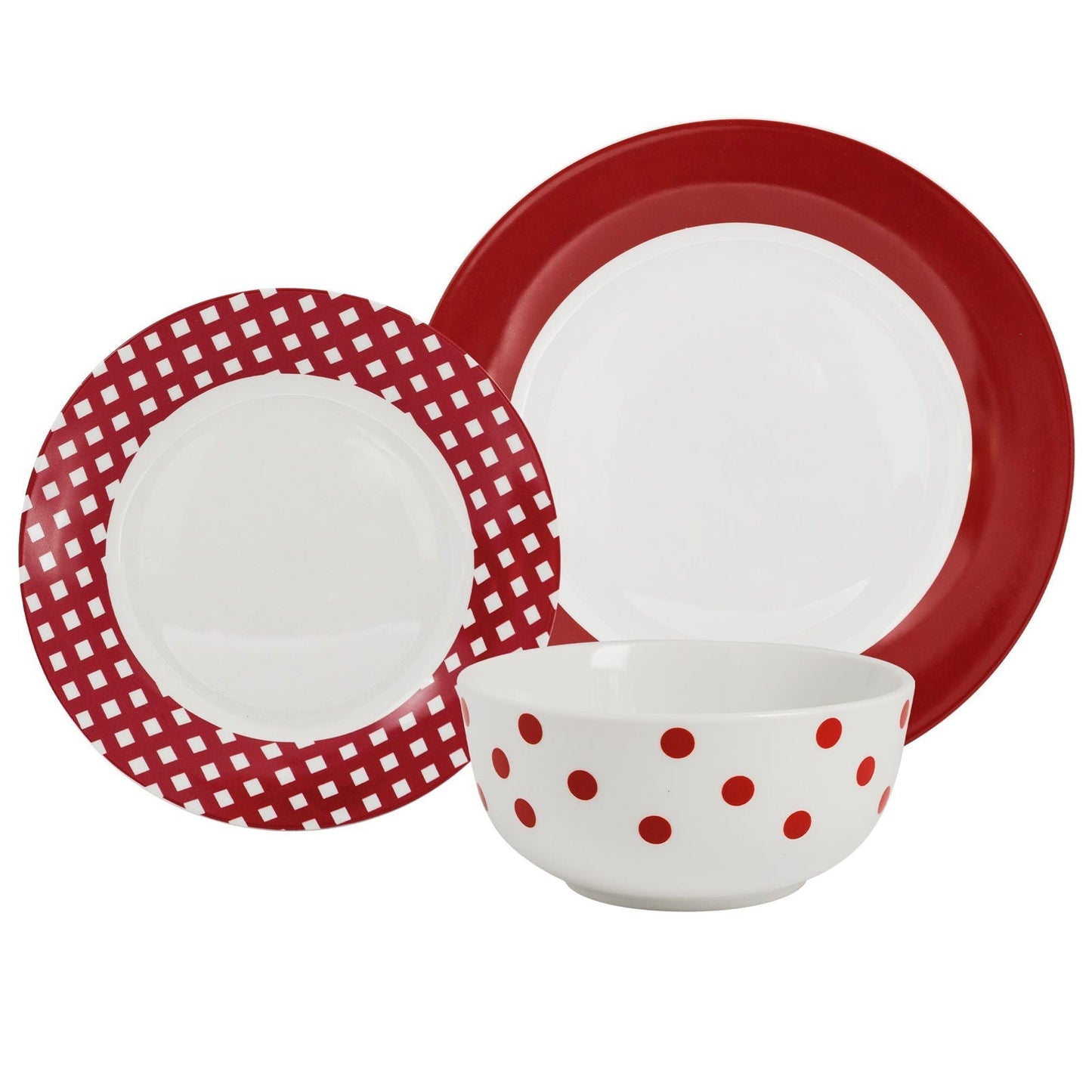 Dinnerware 12 Piece Rimmed Porcelain - Rouge - Velora Luxury Fashion