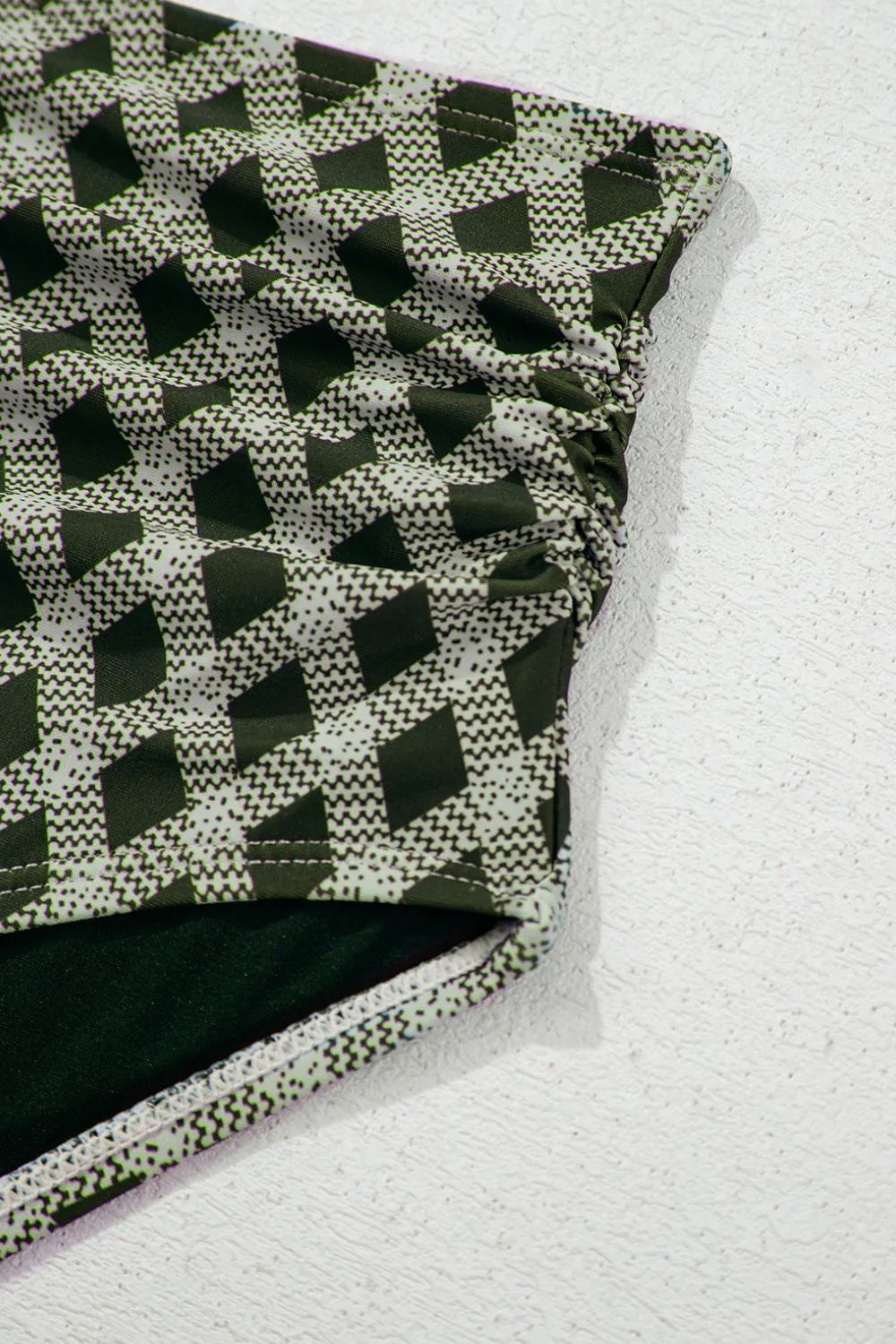 Dotted Mesh Plaid Patchwork High Waisted Swim Set - Velora Luxury Fashion