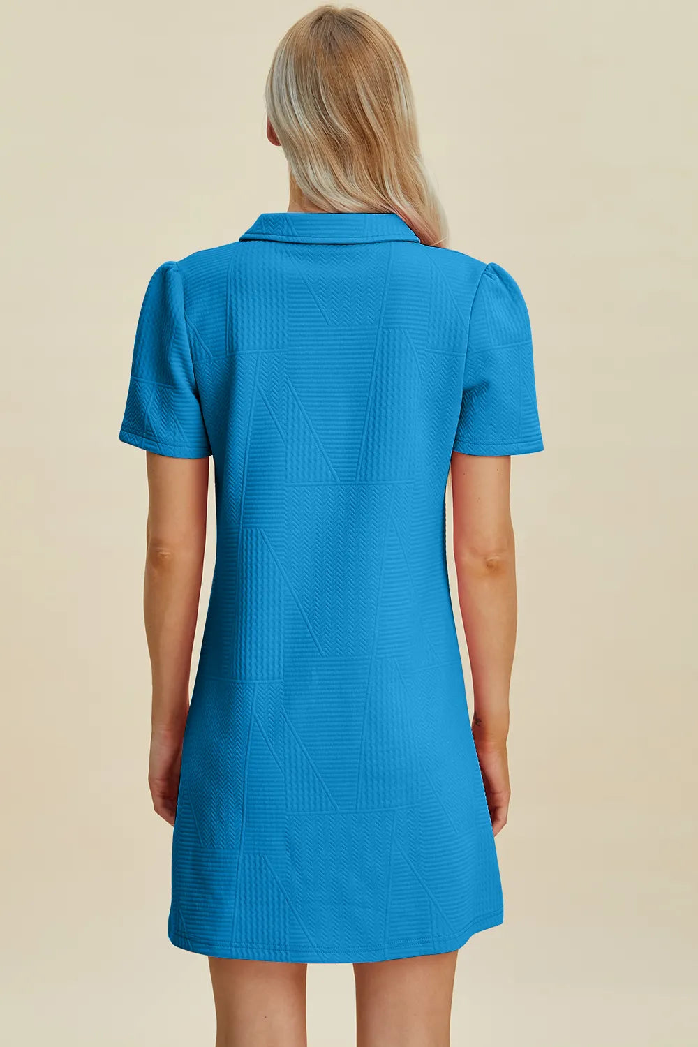 Double Take Full Size Texture Short Sleeve Dress - Velora Luxury Fashion