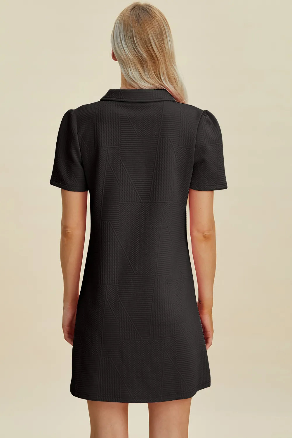 Double Take Full Size Texture Short Sleeve Dress - Velora Luxury Fashion