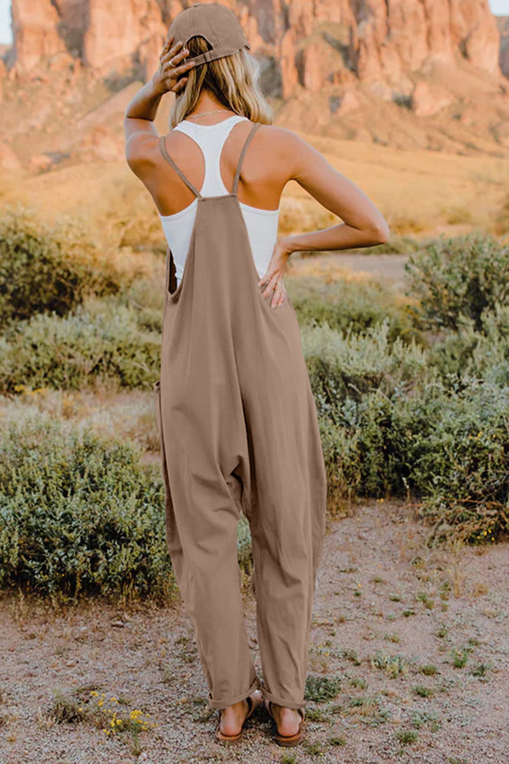 Double Take Full Size V-Neck Sleeveless Jumpsuit with Pockets - Velora Luxury Fashion