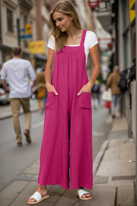 Double Take Full Size Wide Leg Overalls with Pockets - Velora Luxury Fashion