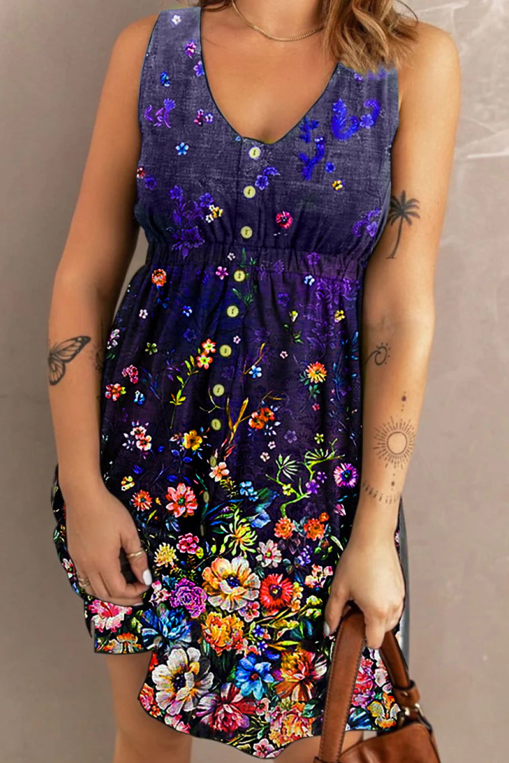 Double Take Scoop Neck Buttoned Sleeveless Magic Dress with Pockets - Velora Luxury Fashion