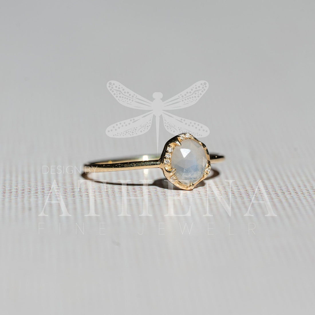 Moonstone Solitaire Ring in 14K Yellow Gold
