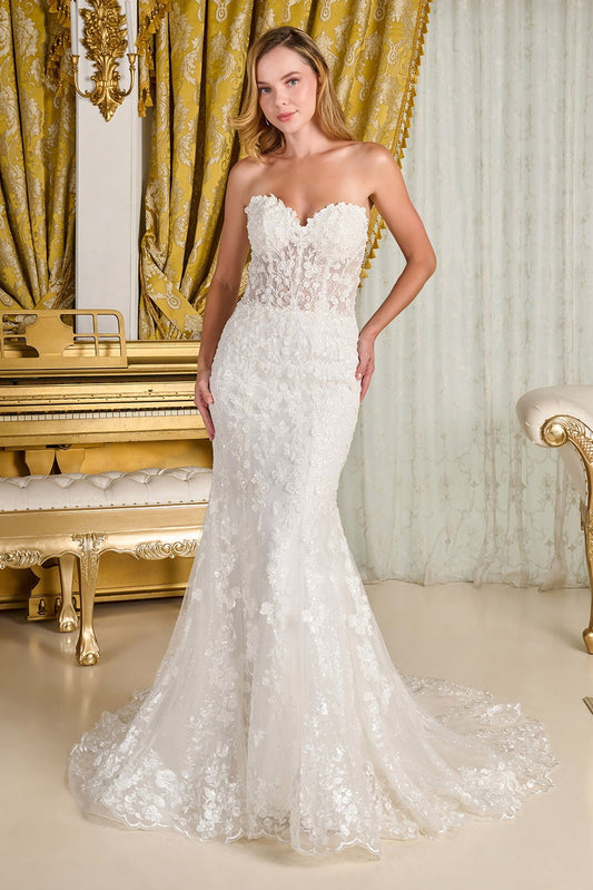 WEDDING DRESS WITH A LONG SLEEVE TOP