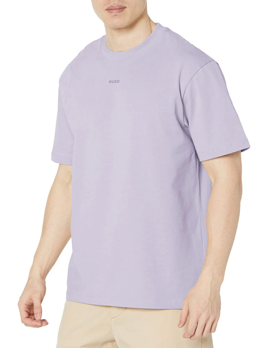 HUGO Men's Heathered Purple Jersey Tee with Small Logo XXL