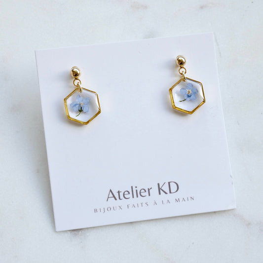 Boucles d’oreilles myosotis - hexa (mini 12mm) - Velora