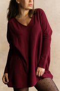 Emma V-Neck Oversize Sweater Long Sleeve Loose Fit Soft Knit Casual Cozy - Velora Luxury Fashion