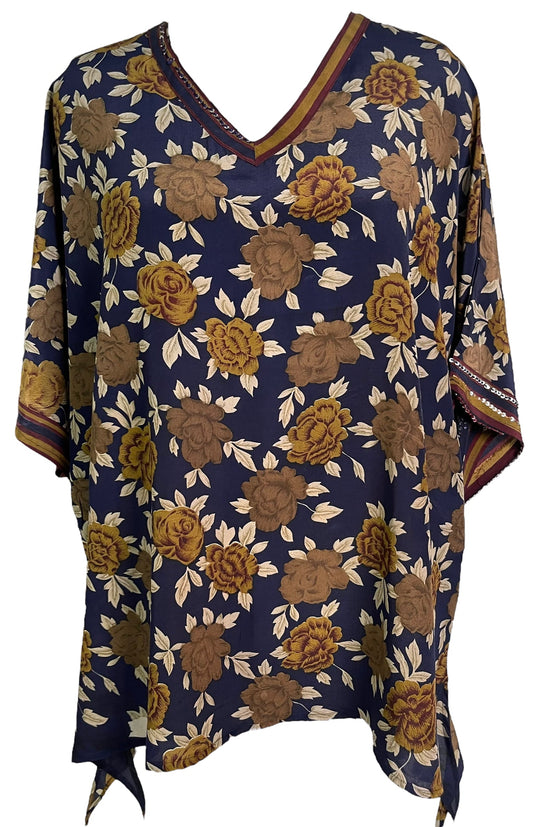PRC6464 Avatar Pure Silk Long Tunic with Side Ties - Velora