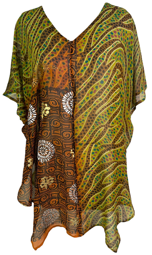 PRG6309 Sheer Avatar Pure Silk Waterfall Top - Velora