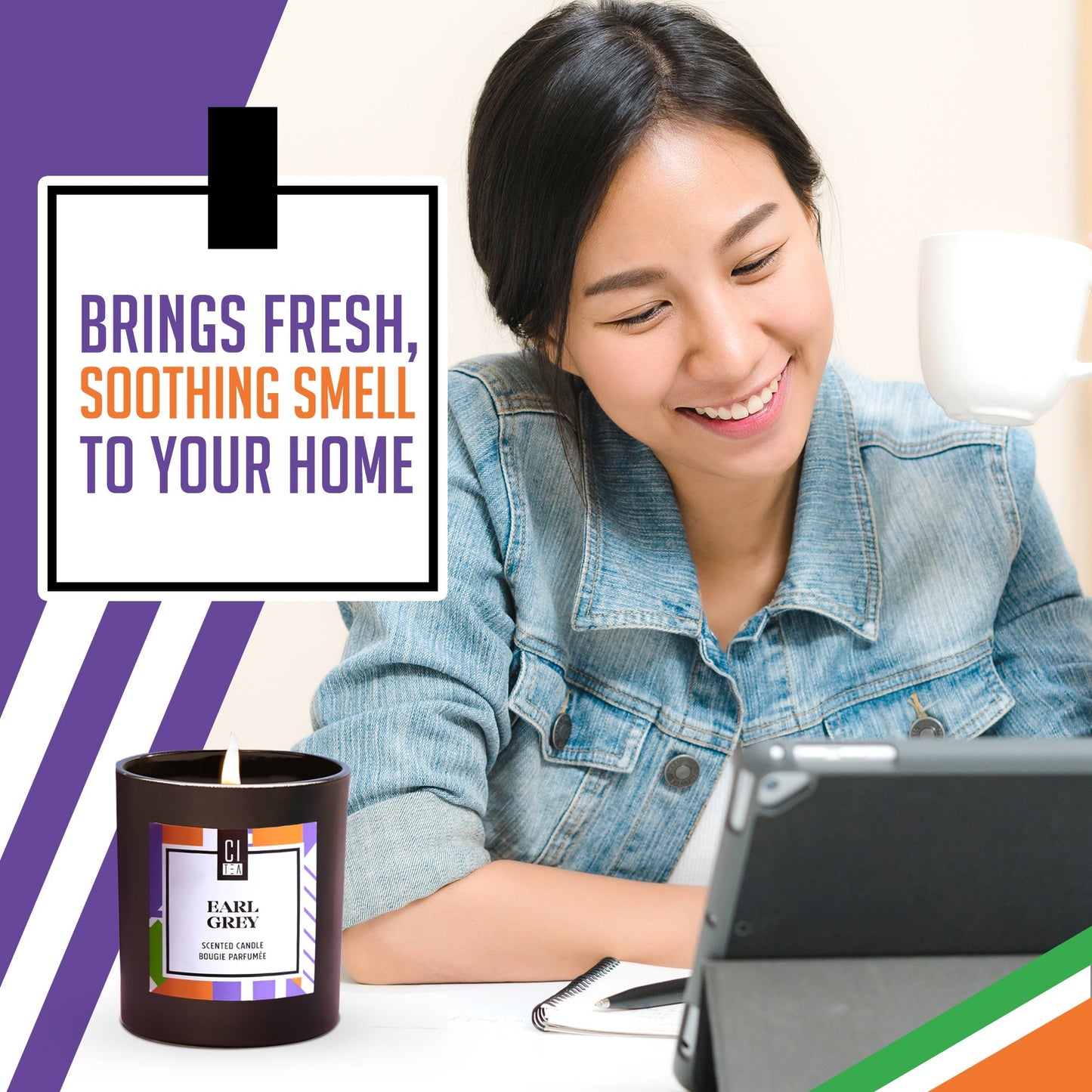 Earl Grey tea scent Soy Wax Candle - Bergamot & Rose - 8 oz - Velora Luxury Fashion