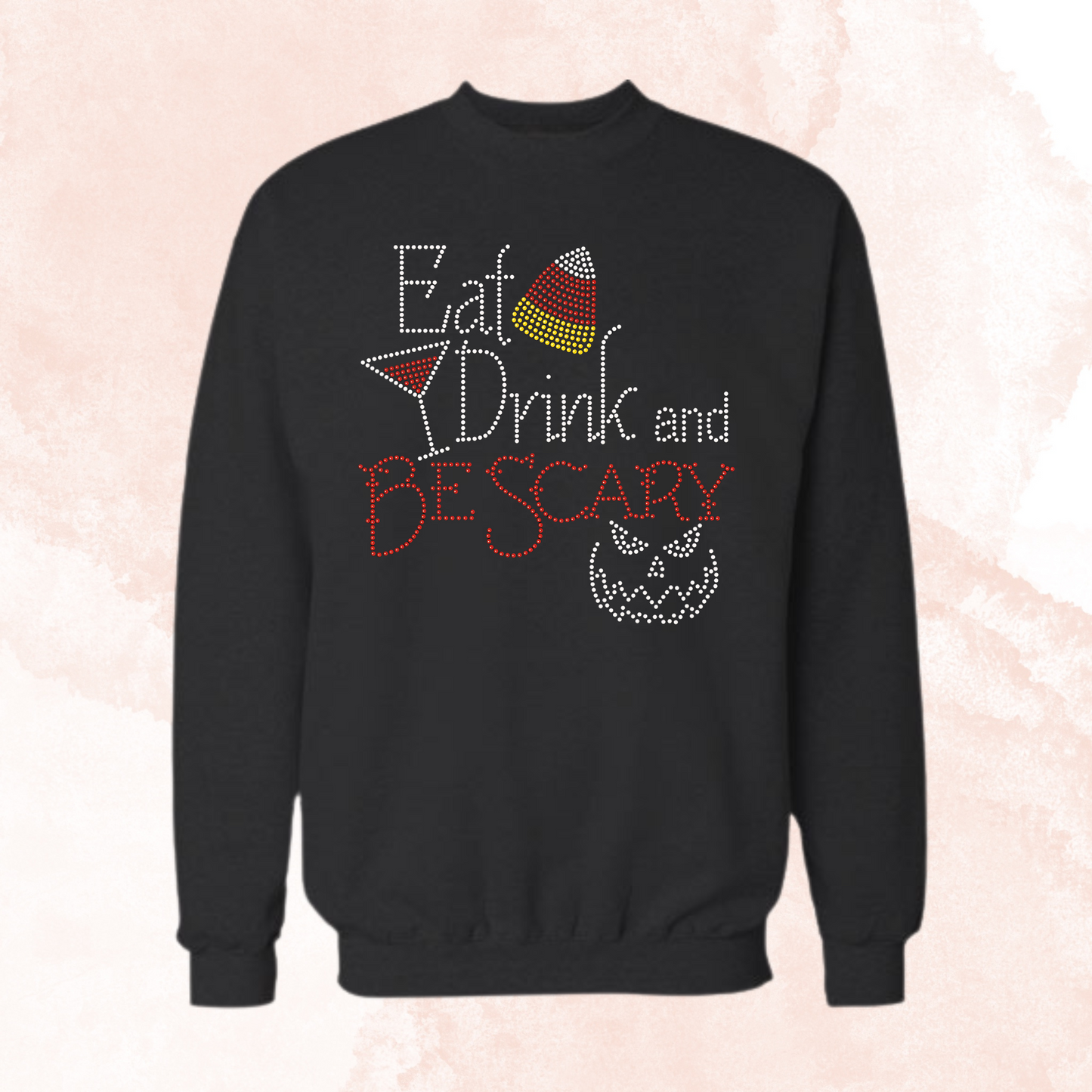 Eat Drink and Be Scary Rhinestone Shirt – Halloween Sparkle Bling Tee | Blingdazzel