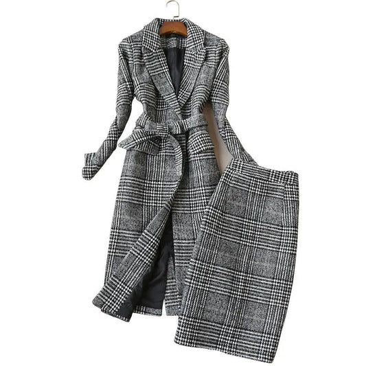 Elegant Luxury Business Office Corporate Tweed Plaid Skirt suit Outfit set 2pcs EX-STOCK Canada