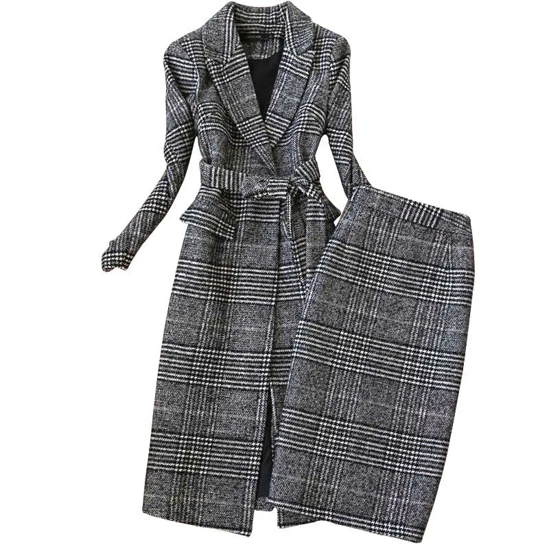 Elegant Luxury Business Office Corporate Tweed Plaid Skirt suit Outfit set 2pcs EX-STOCK Canada