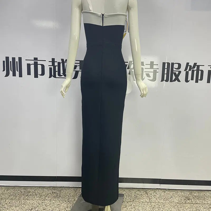 Embroidered Flower Black Long Tube Top Dress Wedding Evening Party Cocktail Dress EX-STOCK Canada