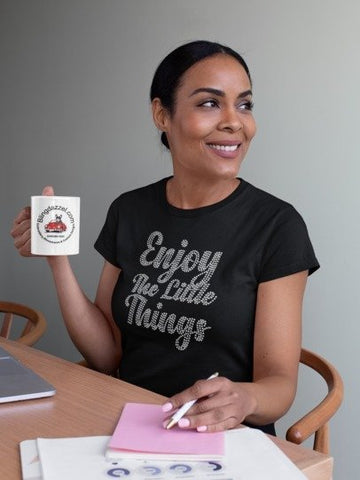 Enjoy the Little Things Rhinestone T-Shirt – Inspirational Sparkle Tee | Blingdazzel Rhinestone Apparel