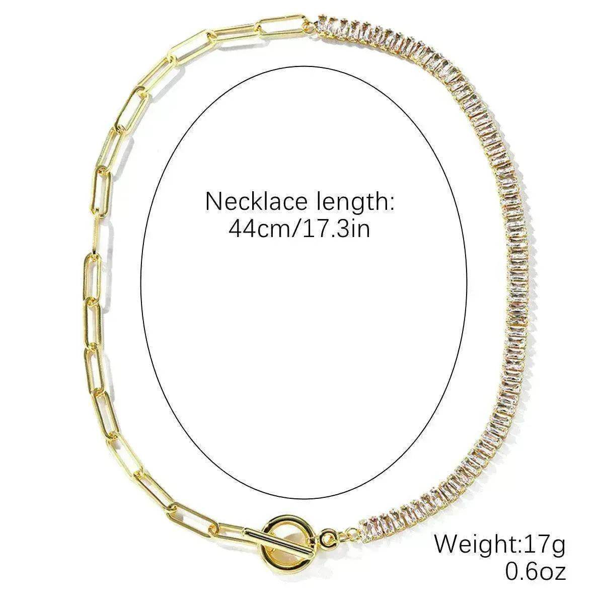 European And American Accessories Stitching Mixed Color Zircon Necklace - Velora